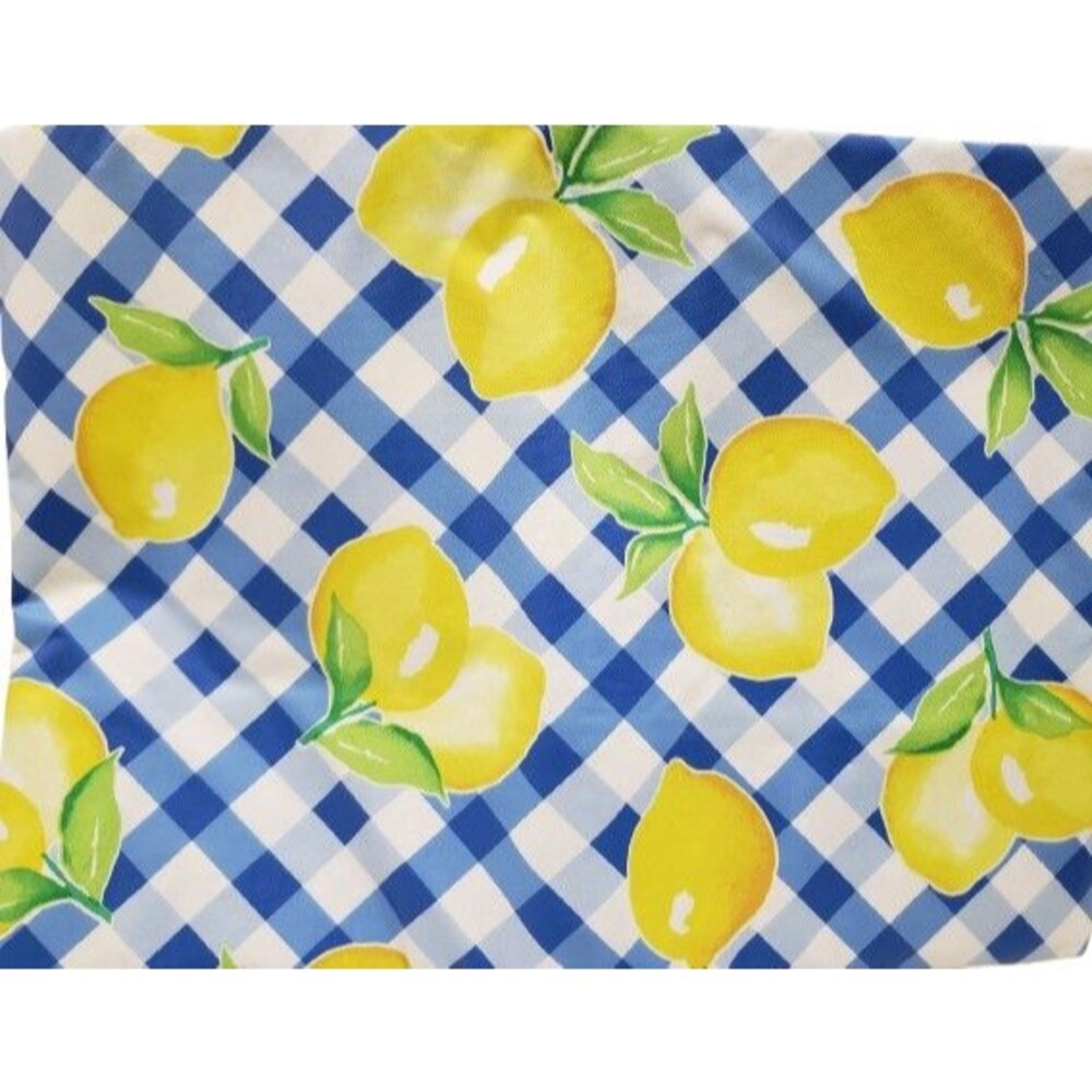 Printed Peva Vinyl Tablecloth, 52"x70" Oblong, CITRUS FRUITS, LEMONS ON PLAID,TL